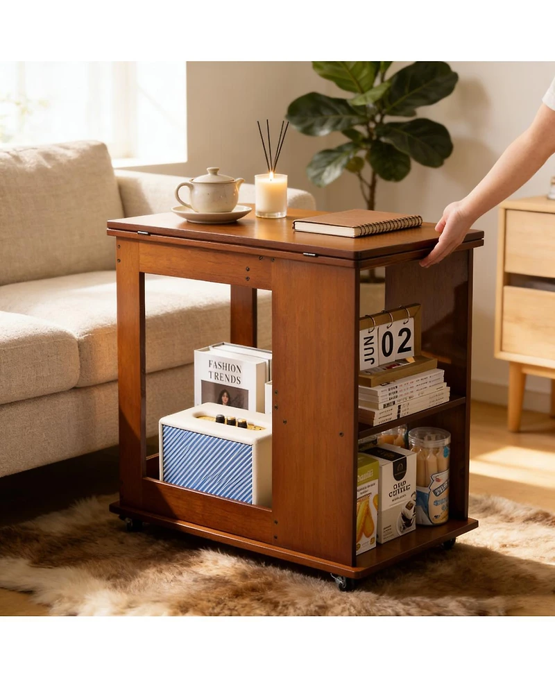 Streamdale Furniture Bamboo Folding Bed/Sofa Table with Storage