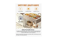Aecojoy Commercial Food Warmer 1500W Electric Steam Table with 6x10QT Pans and Shelf