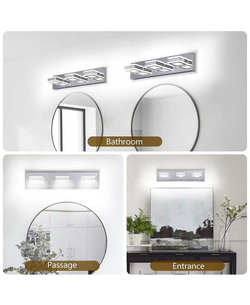 Busdays 3 Light Modern Dimmable Led Bathroom Vanity Light Over Mirror Bath Wall Lighting