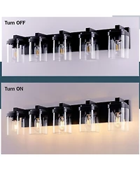 Busdays 5 Light Bathroom Vanity Light with Clear Glass Shade Wall Fixture Over Mirror for Bedroom Living Room No Bulbs