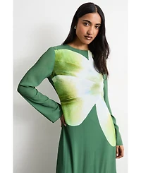 Warehouse Women's Chiffon Placement Print Midaxi Dress