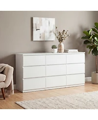 Rainsken Modern 9 Large Storage Drawers Dresser, with Deep Drawers, Large Floor Wood Dressers, for Bedroom,Living Room,Entryway, Hallway