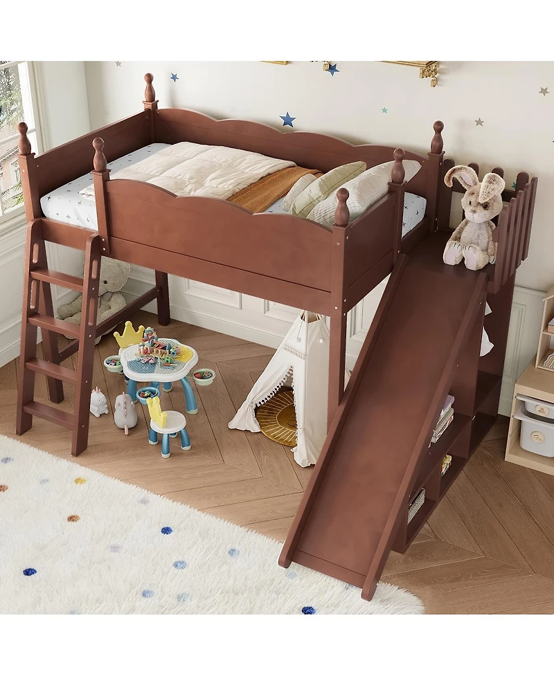 Streamdale Furniture Loft Bed with Storage, Wardrobe, and Slide