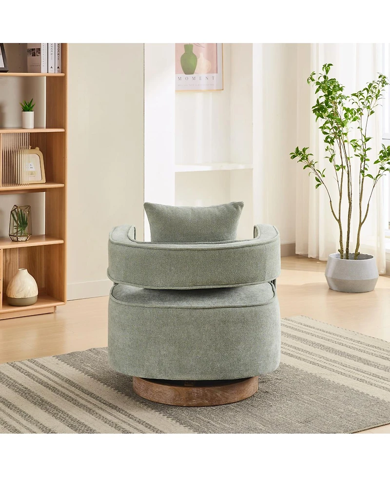 Streamdale Modern Swivel Accent Chair with Weathered Base