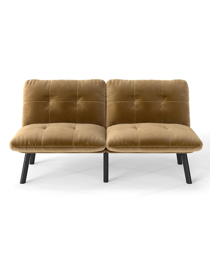 Rainsken Modern Convertible Futon sofa Bed, with Adjustable Backrest, Velvet Couch, Folding for Small Space, Apartment