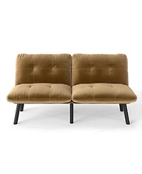 Rainsken Modern Convertible Futon sofa Bed, with Adjustable Backrest, Velvet Couch, Folding for Small Space, Apartment
