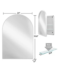 Midola Arched Recessed Medicine Cabinet, Metal Framed Bathroom Mirror with Storage, Adjustable Shelves, Wall Cabinet for Bathroom
