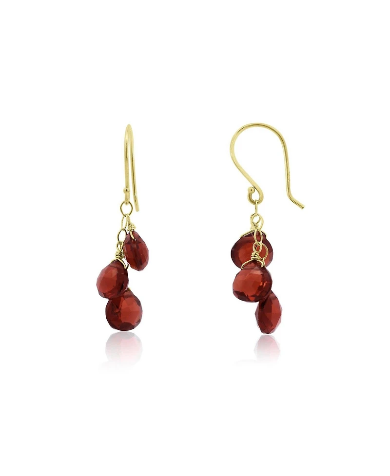 The Lovery Garnet Bead Dangle Earrings 14K Gold