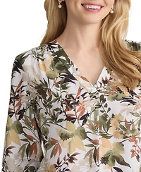Jones New York Women's V-Neck Pleat Front Top