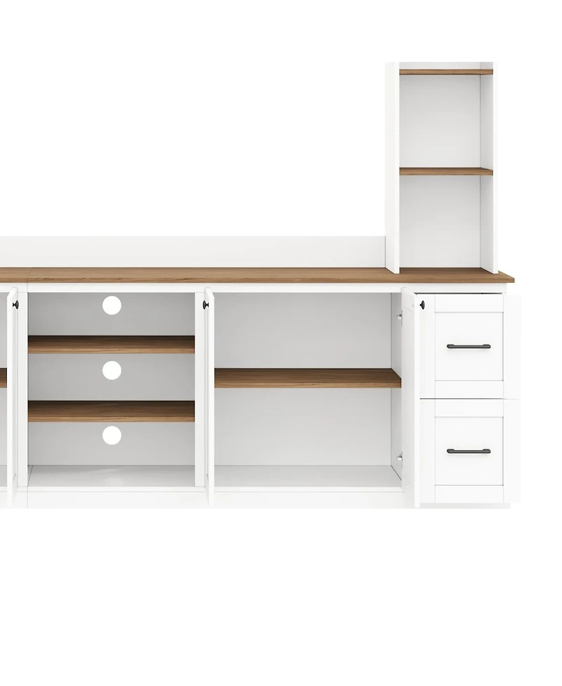 Streamdale Furniture 4-in-1 Farmhouse Tv Stand with Bookshelf for TVs Up to 70"
