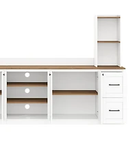 Streamdale Furniture 4-in-1 Farmhouse Tv Stand with Bookshelf for TVs Up to 70"