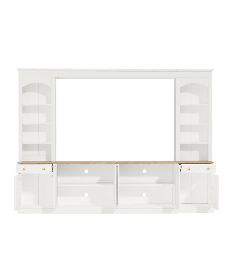 Streamdale Furniture Farmhouse Arched 106" Entertainment Center with Bookshelves
