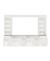 Streamdale Furniture Farmhouse Arched 106" Entertainment Center with Bookshelves