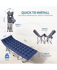Sugift Folding Camping Cot with Removable Cotton Mattress for Office, Home and Beach, 600 lbs