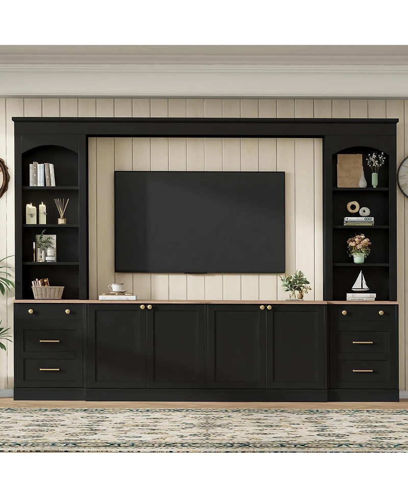Streamdale Furniture Farmhouse Arched Entertainment Center Wall Unit for TVs Up to 70"