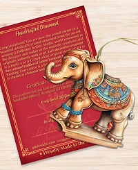 Designocracy Carousel Elephants Christmas Wooden Ornaments Set of 3 G. DeBrekht