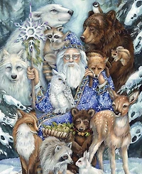 Designocracy Gather In Peace Father Winter Animals Holiday Wall Art