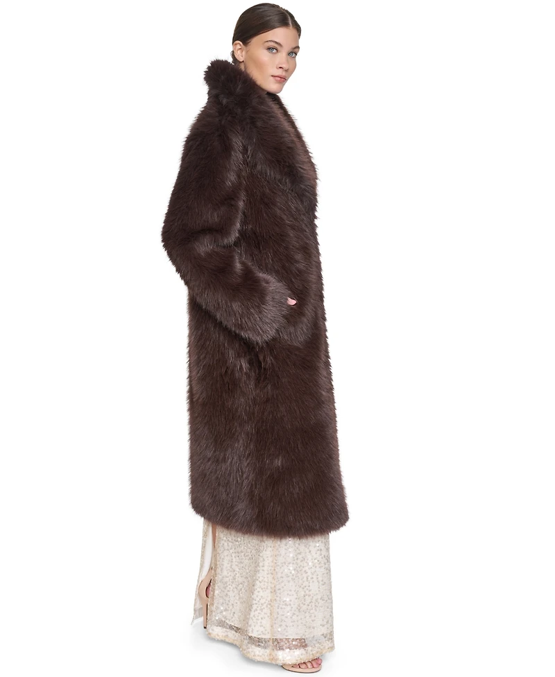 Halston Women's Collared Faux Fur Coat