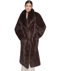 Halston Women's Collared Faux Fur Coat