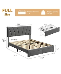 Homfan Velvet Bed Frame with 2 Storage Drawers ? Adjustable Headboard, Platform Wooden Slats, No Box Spring Needed, Easy Assembly