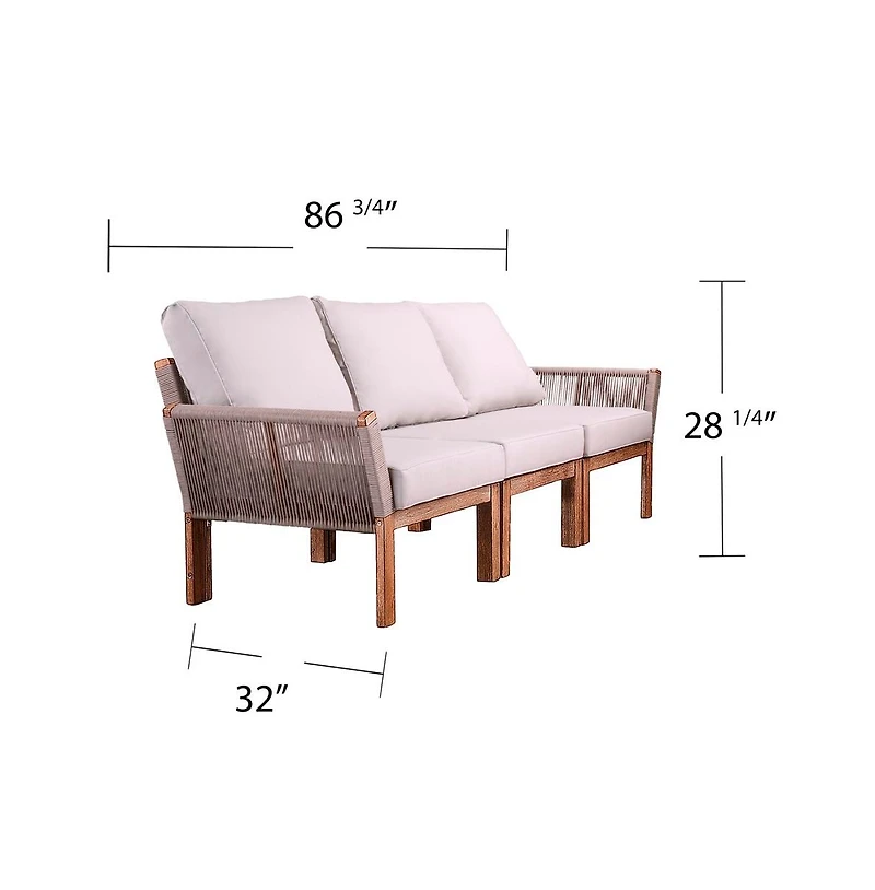 Augusta Home Brendina Outdoor 3-Seater Sofa
