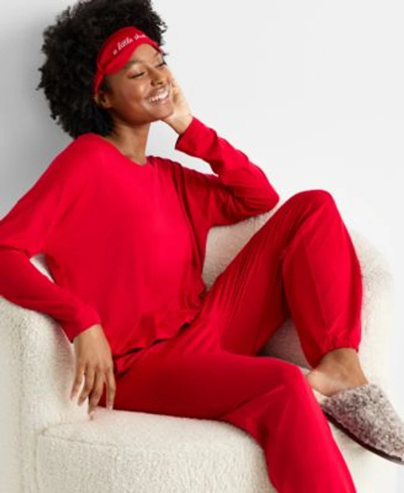 State Of Day Womens 3 Pc. Pajama Set Boxed Sherpa Slippers Macys Exclusive