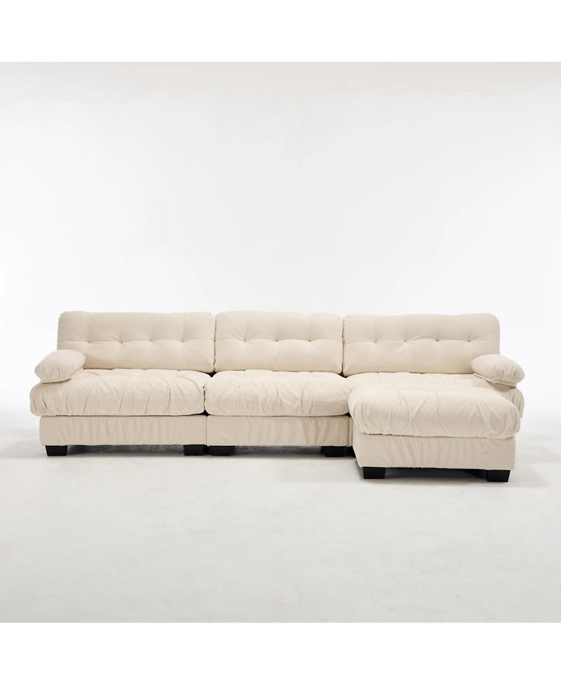 Clihome Modular Sectional Sofa,Cloud Couch, L Shaped Couch with Movable Ottoman Oversized 3-Seater Sofa for Bedroom,5 Pillows