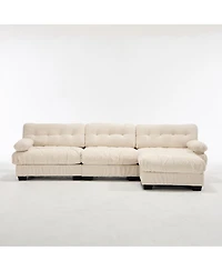 Clihome Modular Sectional Sofa,Cloud Couch, L Shaped Couch with Movable Ottoman Oversized 3-Seater Sofa for Bedroom,5 Pillows