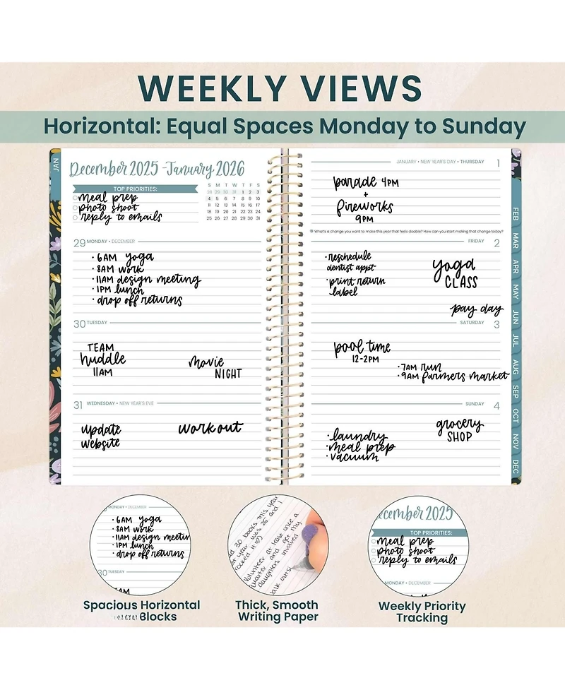 Gnuadz 2026 Planner Weekly Monthly Agenda Stickers Bookmark