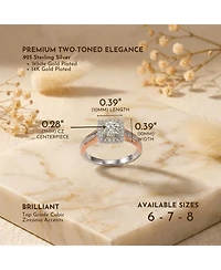 Genevive Two-Tone with Clear Cubic Zirconia Halo Ring