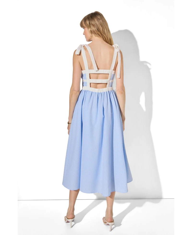English Factory Women's Contrast Strap Smocked Midi Dress