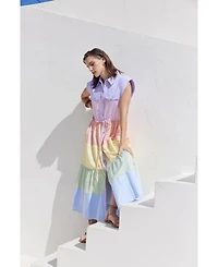 English Factory Women's Colorblock Shirt Midi Dress
