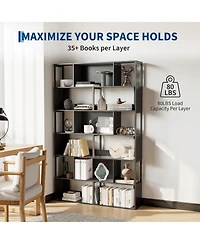 gaomon 6-Tier geometric Standing Bookshelf, Grid Design, Metal Room Divider Display Shelf for Living Room, Home Office