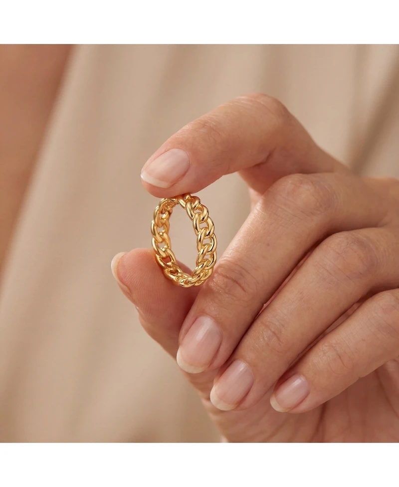 Sterling Silver 14K Gold Plated Chain Band Ring