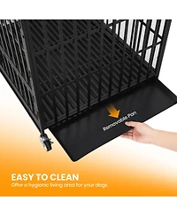 Gaomon Heavy Duty Escape-Proof Metal Dog Crate for Dogs Steel Kennel with 3 Doors, Double Lock, Removable Tray Locking Wheels, Indoor Cage