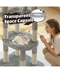 Streamdale Furniture 72in Cactus Cat Tree With Transparent Capsule