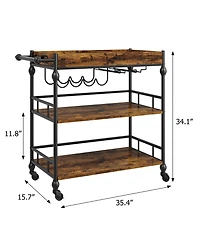 homfan 3-Tier Bar Cart with Wheels