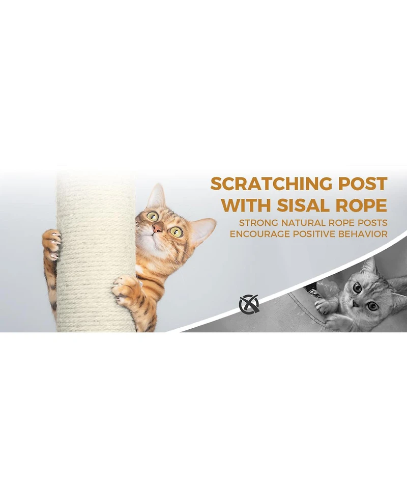 Streamdale Furniture 84.6" Multi-Level Cat Tree Tower with Condos, Scratching Posts, and Hammocks
