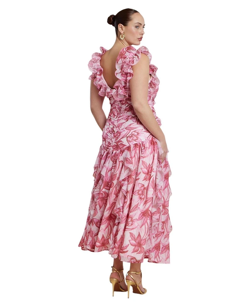 Eloquii Women's Plus Ruffle Detail Maxi Dress