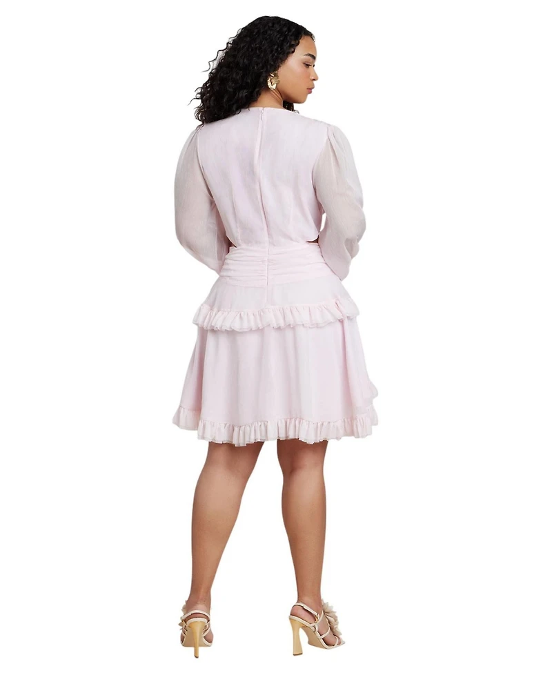 Eloquii Plus x PatBO Puff-Sleeve Ruffle Mini Dress