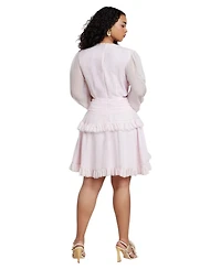 Eloquii Plus x PatBO Puff-Sleeve Ruffle Mini Dress
