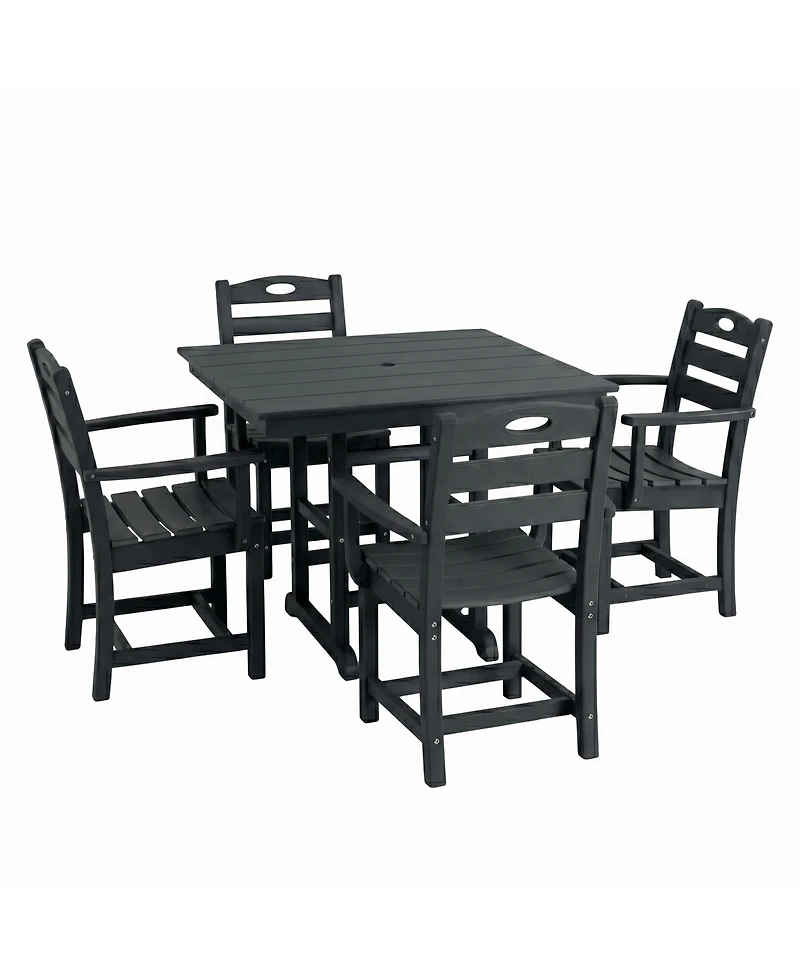Streamdale Furniture Piece Black Hdpe Outdoor Patio Dining Set with Square Table