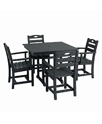 Streamdale Furniture Piece Black Hdpe Outdoor Patio Dining Set with Square Table