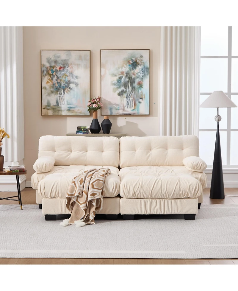 Clihome U Shaped Sectional Couches for Living Room,Modular Sofa Cloud Couch with Ottoman