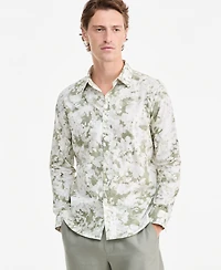 Alfani Men's Layered Botanical Poplin Long-Sleeve Shirt, Macy's Exclusive