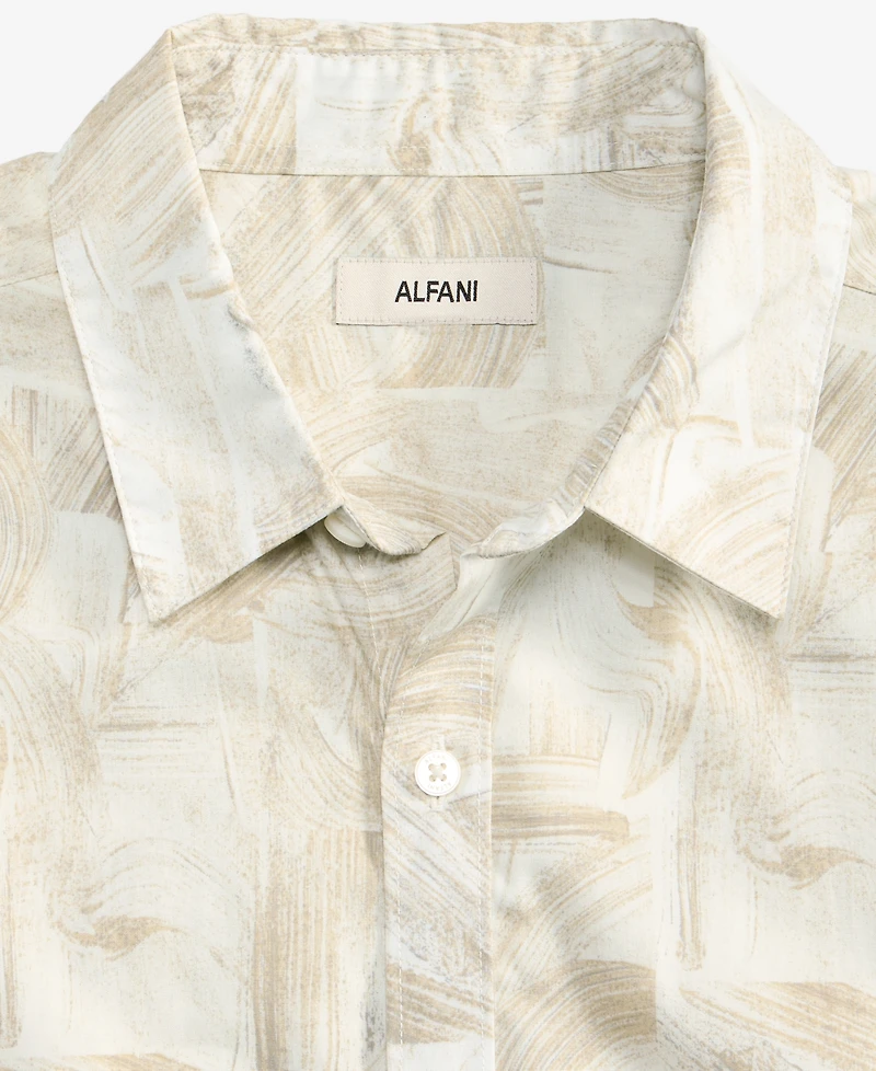 Alfani Men's Brushed Geometric Poplin Short-Sleeve Shirt, Macy's Exclusive