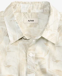 Alfani Men's Brushed Geometric Poplin Short-Sleeve Shirt, Macy's Exclusive