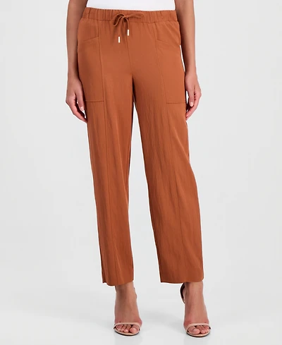 Anne Klein Petite Mid-Rise Straight-Leg Ankle Pants