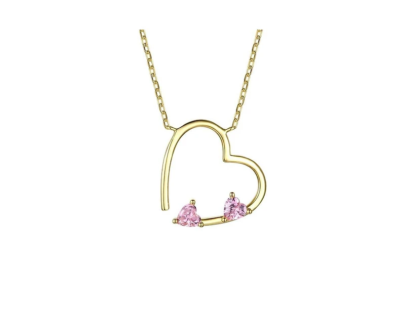 Genevive Timeless 14k Gold Plated Cz Open Heart Layering Necklace