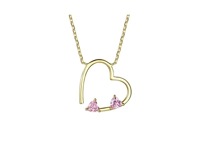 Genevive Timeless 14k Gold Plated Cz Open Heart Layering Necklace